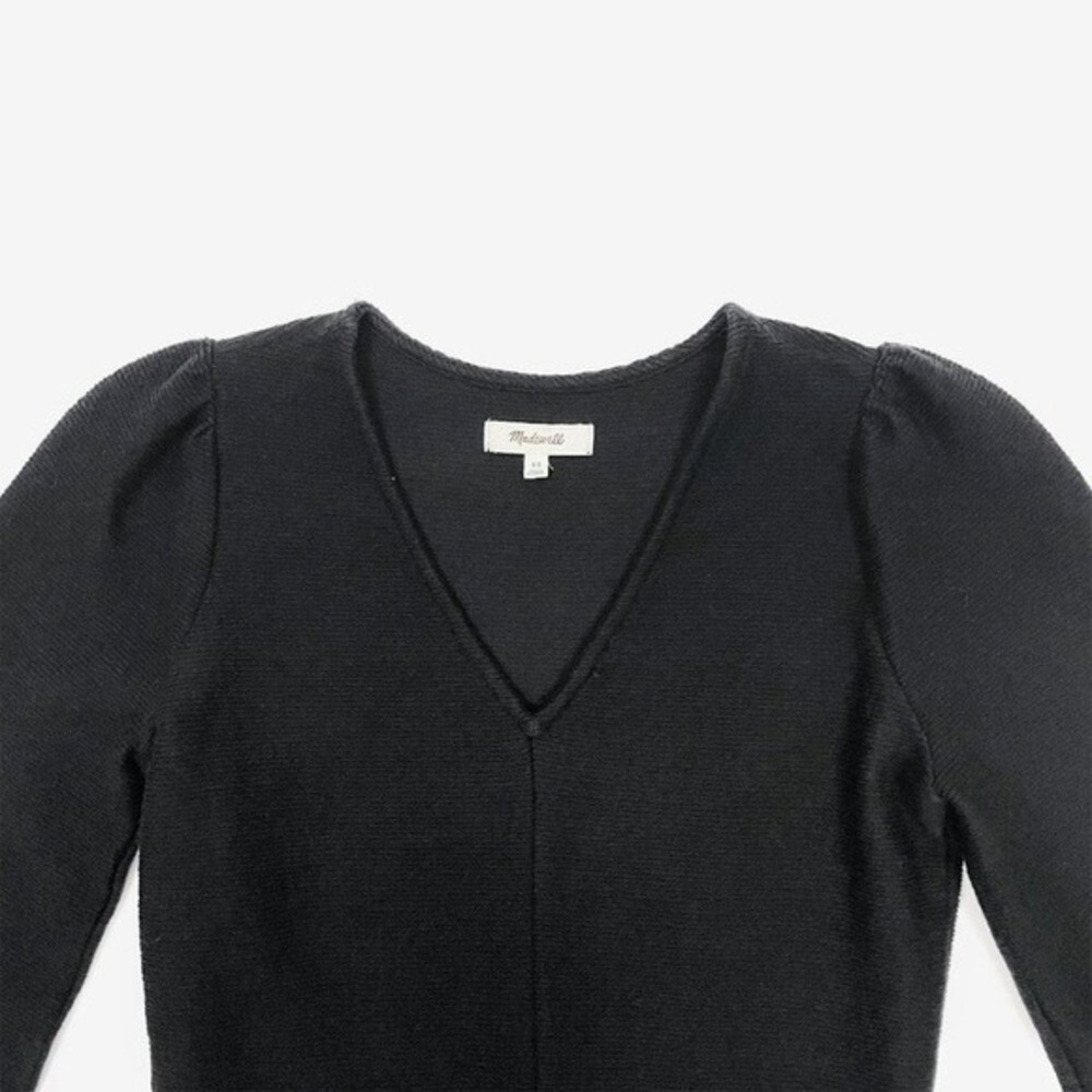 Madewell Balloon Sleeve Mini Dress Size XS Black Cotton Minimalist Career Office - Picture 7 of 12